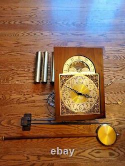Seth Thomas Grandfather Complete Clock Movement Face Pendulum Chime Rods Weights