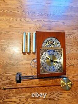 Seth Thomas Grandfather Complete Clock Movement Face Pendulum Chime Rods Weights