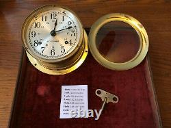 Seth Thomas'Helmsman B' Brass Ship's Clock with Ornate Stand