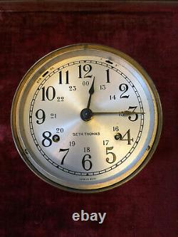 Seth Thomas'Helmsman B' Brass Ship's Clock with Ornate Stand