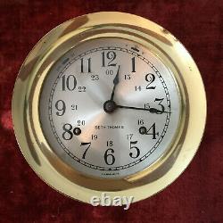 Seth Thomas'Helmsman B' Brass Ship's Clock with Ornate Stand