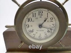 Seth Thomas Helmsman Brass Case Key Wind Ships Bell Clock E527-001 w Stand AS IS