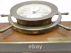 Seth Thomas Helmsman Brass Case Key Wind Ships Bell Clock E527-001 w Stand AS IS