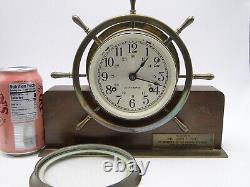 Seth Thomas Helmsman Brass Case Key Wind Ships Bell Clock E527-001 w Stand AS IS