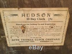 Seth Thomas Hudson 1920s Hanging 30 Day Run Antique Clock Solid Wood Runs A-1