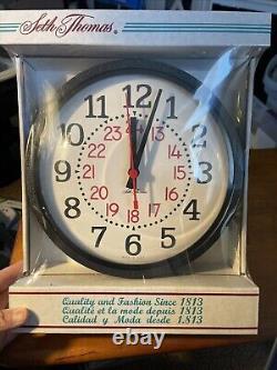 Seth Thomas Industrial Wall Clock Battery Op 24 Hour MCM New Old Stock Rare