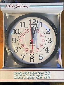 Seth Thomas Industrial Wall Clock Battery Op 24 Hour MCM New Old Stock Rare