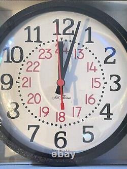 Seth Thomas Industrial Wall Clock Battery Op 24 Hour MCM New Old Stock Rare