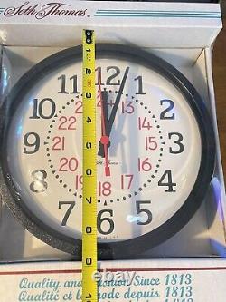 Seth Thomas Industrial Wall Clock Battery Op 24 Hour MCM New Old Stock Rare