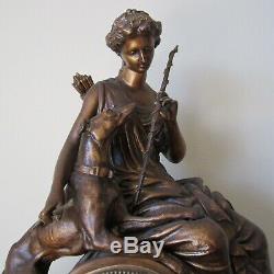 Seth Thomas Large Mantle Clock Huntress Roman Goddess Diana 1875 W Key Pendulum