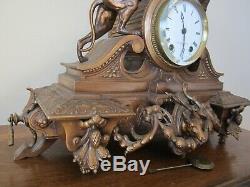 Seth Thomas Large Mantle Clock Huntress Roman Goddess Diana 1875 W Key Pendulum