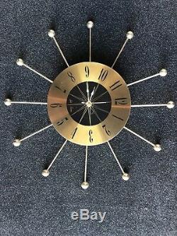Seth Thomas MID Century Starburst Art Deco Wall Clock Works