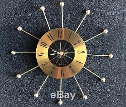 Seth Thomas MID Century Starburst Art Deco Wall Clock Works