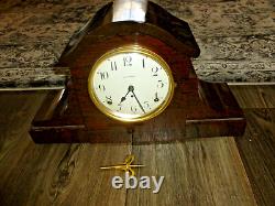 Seth Thomas Mahogany Antique Mantel Clock Original Movement Chime & Key