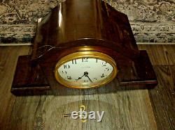 Seth Thomas Mahogany Antique Mantel Clock Original Movement Chime & Key