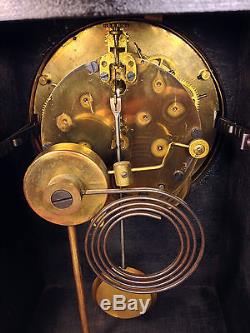 Seth Thomas Mantel Clock Beautifully Inlaid Case Porcelain Face Runs and Strikes