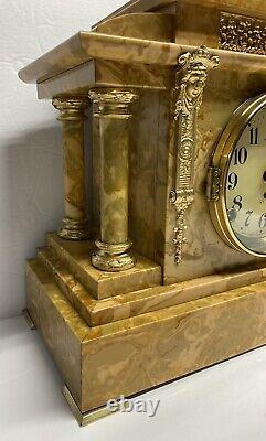 Seth Thomas Mantel Clock Brazilian Onyx, Scarce Model, Restored, Runs Excellent