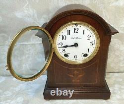 Seth Thomas Mantel Clock with Inlaid Mahogany Case Runs & Strikes 48J Movement