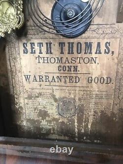 Seth Thomas Mantel Pendulum String Weight Driven Clock Antique not working