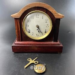 Seth Thomas Mantel Shelf Strike Clock Carved Wood Case WithKey & Pendulum 8 Day