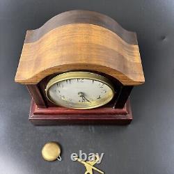 Seth Thomas Mantel Shelf Strike Clock Carved Wood Case WithKey & Pendulum 8 Day