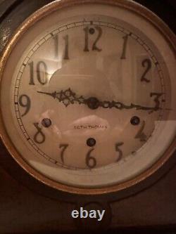 Seth Thomas Mantle Clock Brown Wood no. 60 chime Vintage Working