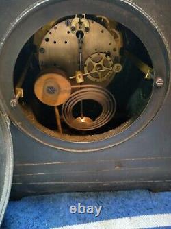 Seth Thomas Mantle Clock Cast Iron Cabinet. 1940 Era. Fully Serviced Works 13lbs