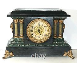 Seth Thomas Mantle Clock Classical Pillar faux Marble WATCH VIDEO OF CLOCK