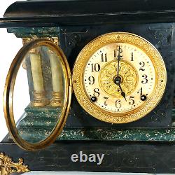 Seth Thomas Mantle Clock Classical Pillar faux Marble WATCH VIDEO OF CLOCK