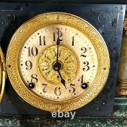 Seth Thomas Mantle Clock Classical Pillar faux Marble WATCH VIDEO OF CLOCK