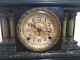 Seth Thomas Mantle Clock Pendulum Green Black Adamantine Lions Heads Antique