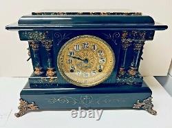 Seth Thomas Mantle Faux Marble Adarmantine Mantle Clock Works