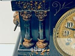 Seth Thomas Mantle Faux Marble Adarmantine Mantle Clock Works