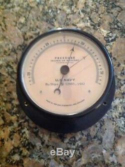 Seth Thomas Mark I Boat Clock 1941 US Navy WWII 4 1/2 In Fee Barometer