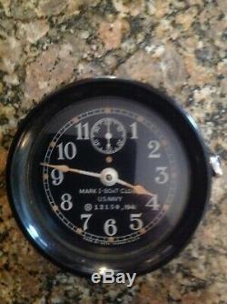 Seth Thomas Mark I Boat Clock 1941 US Navy WWII 4 1/2 In Fee Barometer