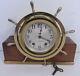 Seth Thomas Mayflower 3 Shelf Clock Brass Ships Wheel Mid-century Mahogany Stand