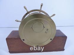 Seth Thomas Mayflower 3 Shelf Clock Brass Ships Wheel Mid-Century Mahogany Stand