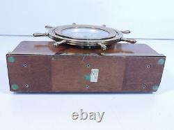 Seth Thomas Mayflower 3 Shelf Clock Brass Ships Wheel Mid-Century Mahogany Stand