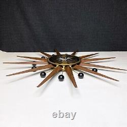 Seth Thomas Mid Century Modern Atomic Sunburst Wall Clock E617-000 FOR PARTS