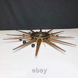 Seth Thomas Mid Century Modern Atomic Sunburst Wall Clock E617-000 FOR PARTS