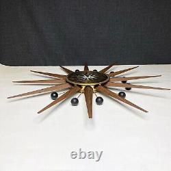 Seth Thomas Mid Century Modern Atomic Sunburst Wall Clock E617-000 FOR PARTS