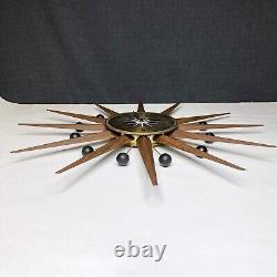 Seth Thomas Mid Century Modern Atomic Sunburst Wall Clock E617-000 FOR PARTS