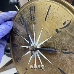 Seth Thomas Mid Century Modern Atomic Sunburst Wall Clock E617-000 FOR PARTS