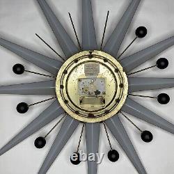 Seth Thomas Mid Century Modern Atomic Sunburst Wall Clock E617-000 FOR PARTS