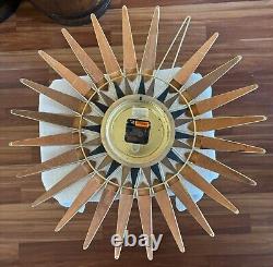 Seth Thomas Mid Century Modern Atomic Sunburst Wall Clock Not Working FOR PARTS