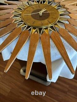 Seth Thomas Mid Century Modern Atomic Sunburst Wall Clock Not Working FOR PARTS