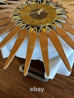 Seth Thomas Mid Century Modern Atomic Sunburst Wall Clock Not Working FOR PARTS