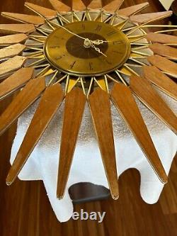 Seth Thomas Mid Century Modern Atomic Sunburst Wall Clock Not Working FOR PARTS