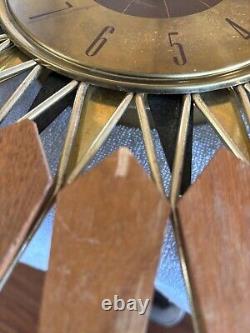 Seth Thomas Mid Century Modern Atomic Sunburst Wall Clock Not Working FOR PARTS