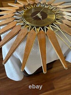 Seth Thomas Mid Century Modern Atomic Sunburst Wall Clock Not Working FOR PARTS